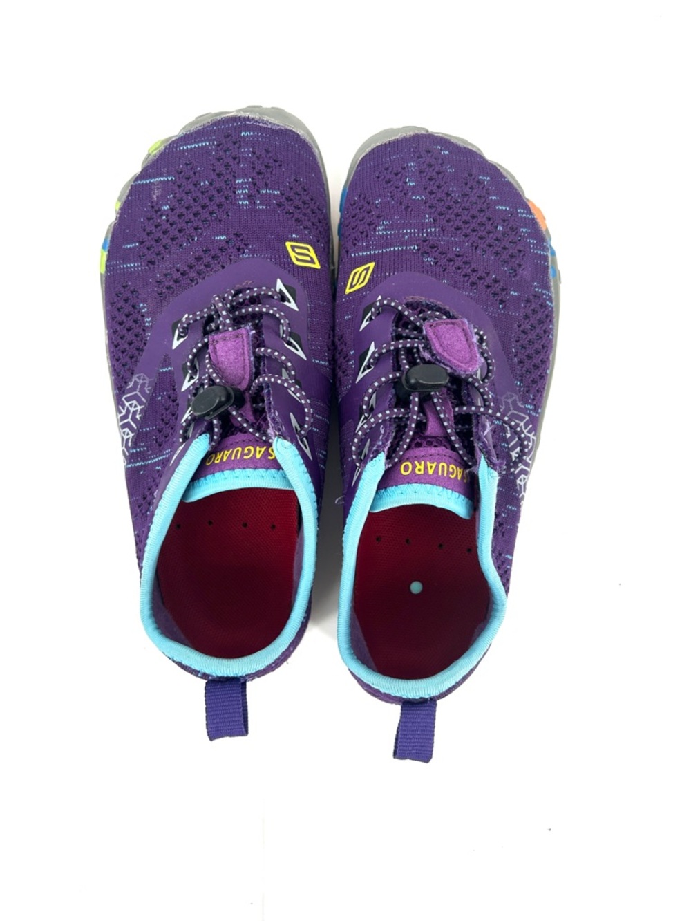 Purple Saguaro Barefoot children's hiking shoes with adjustable shoelaces